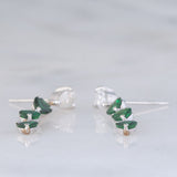 Vintage platinum drop earrings with pear-cut diamonds (0.58ctw) and heart-cut tsavorites (1.36ctw), 90s