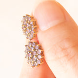 Vintage-Ohrringe aus 9-karätigem Gelbgold mit Tansaniten (ca. 1 Karat), 70er/80er Jahre