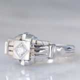 Solitario Art Déco in oro bianco 18K con diamante (0.10ct ca.), anni ‘30