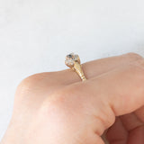 Anello vintage in oro giallo 9K con zaffiri (0.20ctw ca.) e diamanti (0.18ctw ca.), anni ‘70/‘80