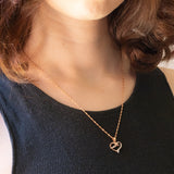 Vintage-Halskette mit Kette aus 9-karätigem Roségold und Herzanhänger aus 9-karätigem Roségold mit Diamanten