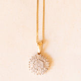 Vintage necklace with 9K yellow gold chain and 9K yellow and white gold pendant with diamonds (approx. 0.35ctw), 80s/90s