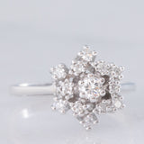 Anello a fiocco di neve in oro bianco 14K con diamanti (0.36ctw ca.), anni ‘70