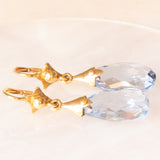 Vintage-Ohrringe aus 18 Karat Gelbgold mit blauem Topas, 60er Jahre