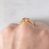 Anello a fiore vintage in oro giallo 8K con topazi colorati (0.40ctw ca.)