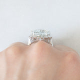 Anello da cocktail vintage in oro bianco 14K con acquamarina (10ct ca.), anni ‘80