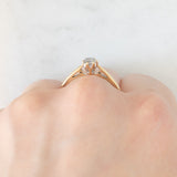 Solitario vintage in oro giallo 9K con diamante salt and pepper di taglio brillante (0.25ct ca.)