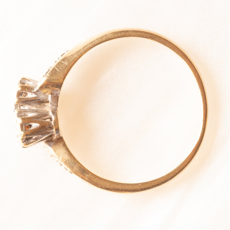 Toi et Moi vintage in oro giallo 9K con diamanti (0.10ctw ca.), anni ‘50