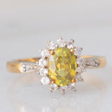Anello a margherita in oro giallo 9K con sfene (0.98ct) e zirconi