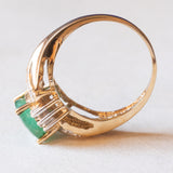 Vintage-Ring aus 10-karätigem Gelb- und Weißgold mit Smaragd (ca. 1.70 ct) und Diamanten, 60er/70er Jahre