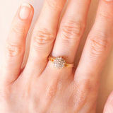 Vintage-Diamant-Blumenring aus 14-karätigem Gelbgold im Brillantschliff (ca. 0.25 ctw), 70er Jahre