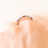 Vintage-Ring aus 9-karätigem Gelbgold mit Amethysten, Turmalin und Iolithen, 2005