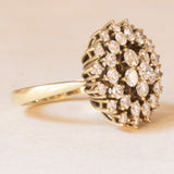 Винтажное кольцо с цветком из желтого золота 18 карат и бриллиантами классической огранки (около 1.60 карата), 60-70-е гг.