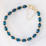 Braccialetto vintage in oro giallo 9K con pietre blu e pirite
