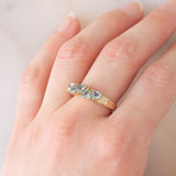 Veretta vintage in oro giallo 9K con acquamarine (0.97ctw)