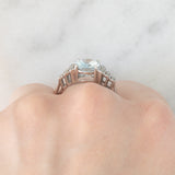 Anello vintage in oro bianco 10K con acquamarina (2.20ct ca.) e diamanti (0.13ctw ca.), anni ‘90