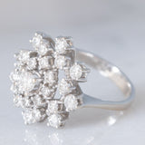 Anello a fiocco di neve vintage in oro bianco 18K con diamanti di taglio brillante (1.33ctw ca.), anni ‘70