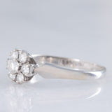 Anello a margherita vintage in oro bianco 14K con diamanti di taglio brillante (0.45ctw ca.)