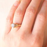 Vintage 9K yellow gold ring with aquamarine (0.60ct approx.) and diamonds (0.03ctw approx.), year 1983