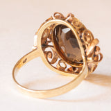 Vintage-Cocktailring aus 14-karätigem Gelbgold mit Rauchquarz (ca. 4.70 Karat), 60er Jahre