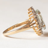 Винтажное кольцо «Маргаритка» из желтого и белого золота 9 карат с зеленым кварцем и бриллиантами, 70-80-е гг.