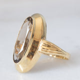 Anello da cocktail vintage in oro giallo 8K con quarzo fumé (1ct ca.), anni ‘70
