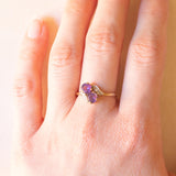 Toi et Moi vintage in oro giallo e bianco 9K con ametiste (0.80ctw ca.) e diamanti (0.06ctw ca.), anno 2000