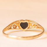 Vintage-Ring aus 9-karätigem Gelbgold mit herzförmigem Onyx