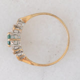 Anello vintage in oro giallo 9K con smeraldo (0.22ct ca.) e diamanti (0.03ctw ca.), anno 1988