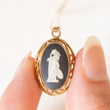 Vintage-Halskette aus 9-karätigem Gelbgold mit Jaspis-Anhänger aus 9-karätigem Gelbgold, 70er Jahre