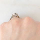 Anello a margherita vintage in oro giallo 9K con zaffiro (0.40ct ca.) e diamanti (0.12ctw ca.), anno 1986