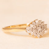 Anello vintage in oro giallo e bianco 9K con diamanti (0.25ctw ca.), anni ‘80