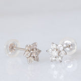 Orecchini a margherita in oro bianco 14K con diamanti di taglio brillante (0.30ctw), anni ‘80/‘90