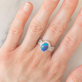 Anello vintage in platino con opale nero (1.51) e diamanti (0.92ctw), anni ‘80/‘90