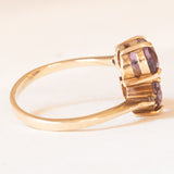 Vintage-Ring „Toi et Moi“ aus 9-karätigem Gelbgold mit Amethysten (ca. 2 Karat) und weißen Spinellen, Jahr 2006