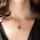 Vintage Herzanhänger aus 8 Karat Gelbgold mit Granaten, 60er Jahre