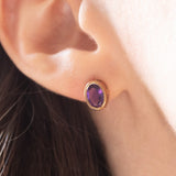 Vintage-Ohrringe aus 9-karätigem Gelbgold mit Lichtpunkten und Amethysten (ca. 1.40 ctw)