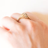 Vintage-Ring aus 9-karätigem Gelbgold mit geschliffenen Diamanten (ca. 0.21 ctw), 1989