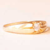 Solitaire vintage en or jaune 9K avec pierre imitation diamant blanc, 1988