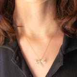 Vintage-Halskette mit Kette aus 9-karätigem Gelbgold und Vintage-Libellenanhänger aus 9-karätigem Gelb- und Weißgold, 90er Jahre