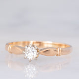 Solitario antico in oro giallo 14K con diamante di taglio vecchia miniera (0.20ct ca.), anni ‘10
