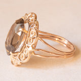 Vintage-Cocktailring aus 14-karätigem Gelbgold mit Rauchquarz (ca. 5.80 Karat), 60er Jahre