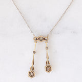 Collier Art Déco négligé in oro giallo e bianco 18K e 14K con diamanti di taglio vecchia miniera (0.30ctw ca.), anni ‘30
