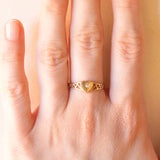Herzförmiger Vintage-Siegelring + Zigeunerring aus 9-karätigem Gelbgold mit Zirkonia