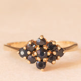 Anello a fiore vintage in oro giallo 9K con zaffiri (0.30ctw ca.), anni ‘80