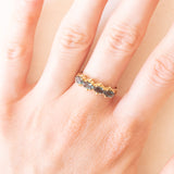 Vintage-Ring aus 9-karätigem Gelbgold mit synthetischen Alexandriten, Jahr 2007