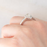 Anello a margherita a goccia in platino con diamanti (1.12ctw), anni ‘90