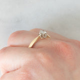 Solitario vintage in oro giallo 14K con diamante di taglio brillante (0.25ct ca.), anni ‘40/‘50