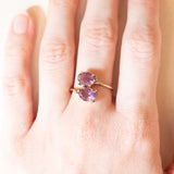 Vintage-Ring „Toi et Moi“ aus 9-karätigem Gelbgold mit Amethysten (ca. 2 Karat) und weißen Spinellen, Jahr 2006