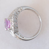 Anello vintage in platino con zaffiro rosa (1.37ct) e diamanti (1ctw), anni ‘90